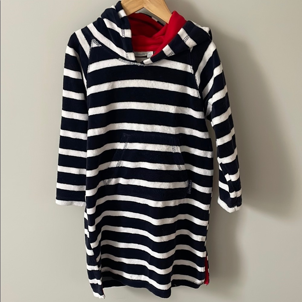 Striped Navy and White Hooded coverup size 4-5